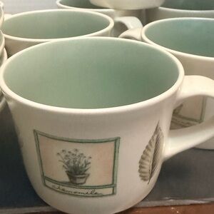 Pfaltzgraff Chamomile Mug Set - Mint Green and Cream